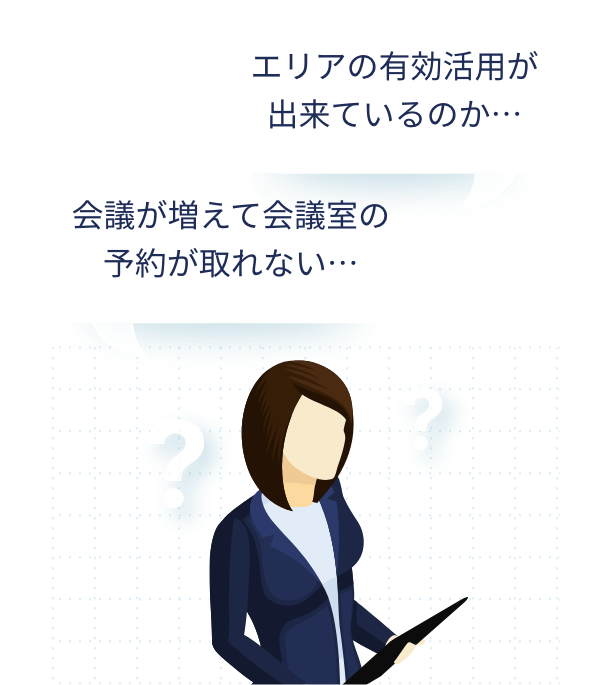 エリアの有効活用が出来ているのか… 会議が増えて会議室の予約が取れない…