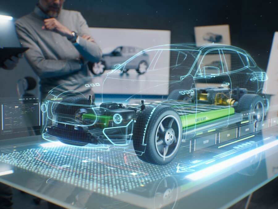 車の3D映像を映し出している